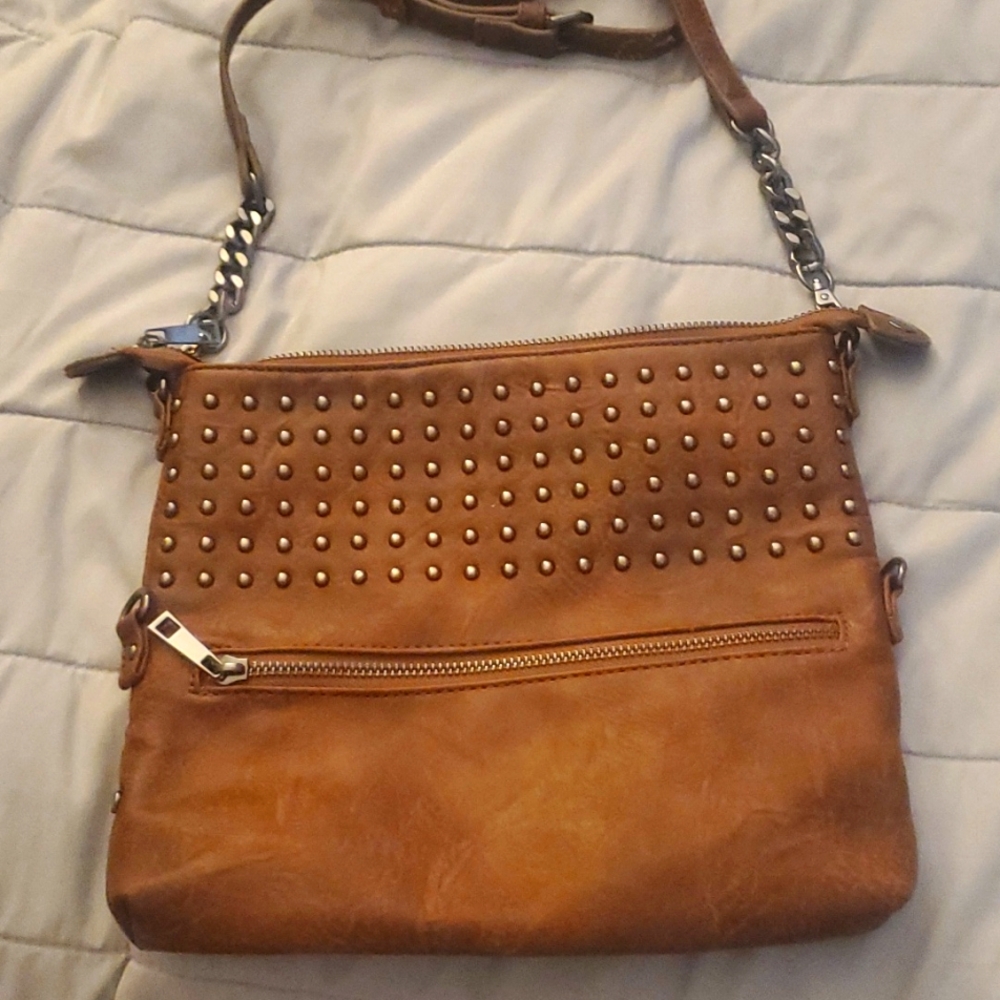 Lather fold and snap hand bag k&Bo